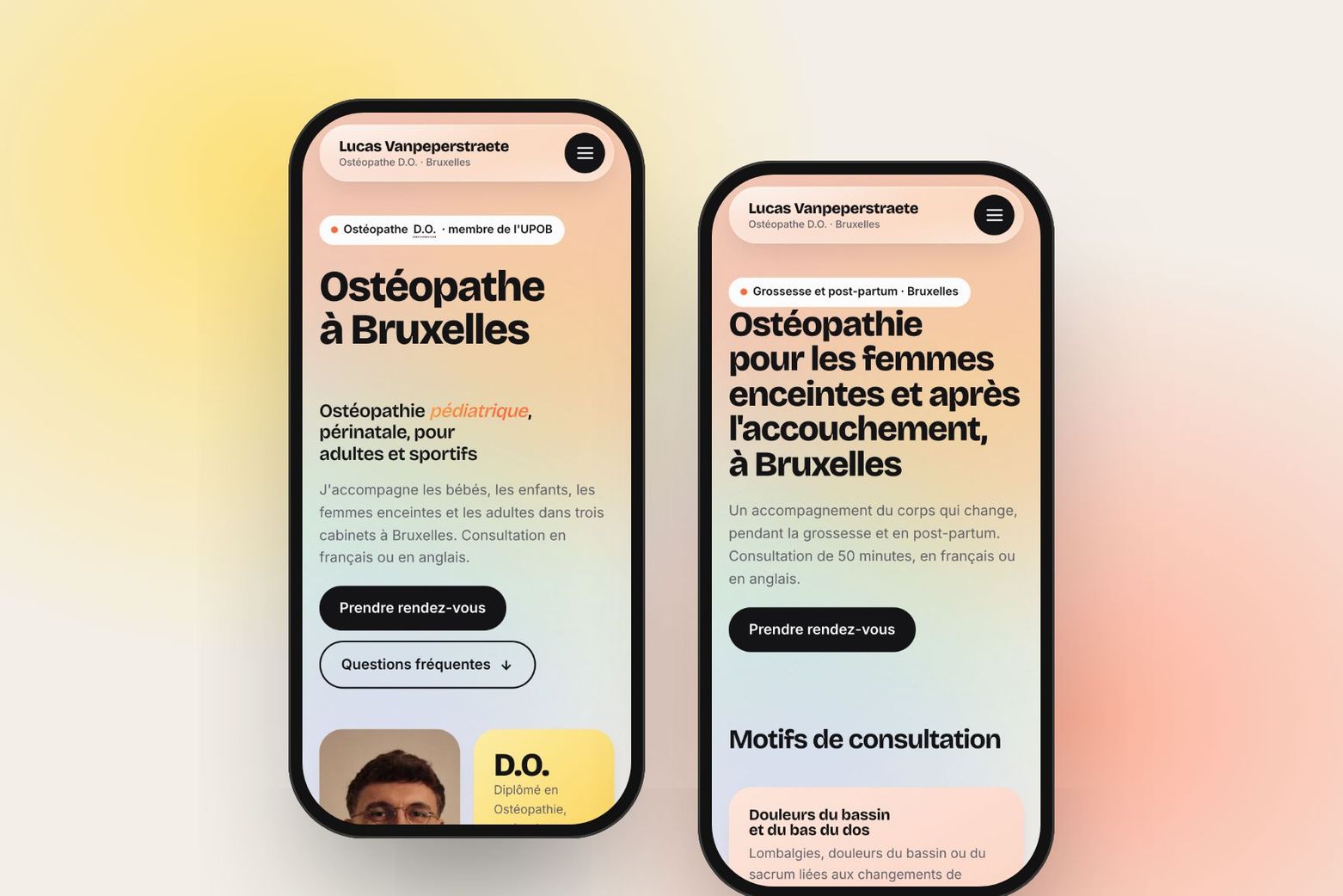 Le site de Lucas Osteo sur téléphone