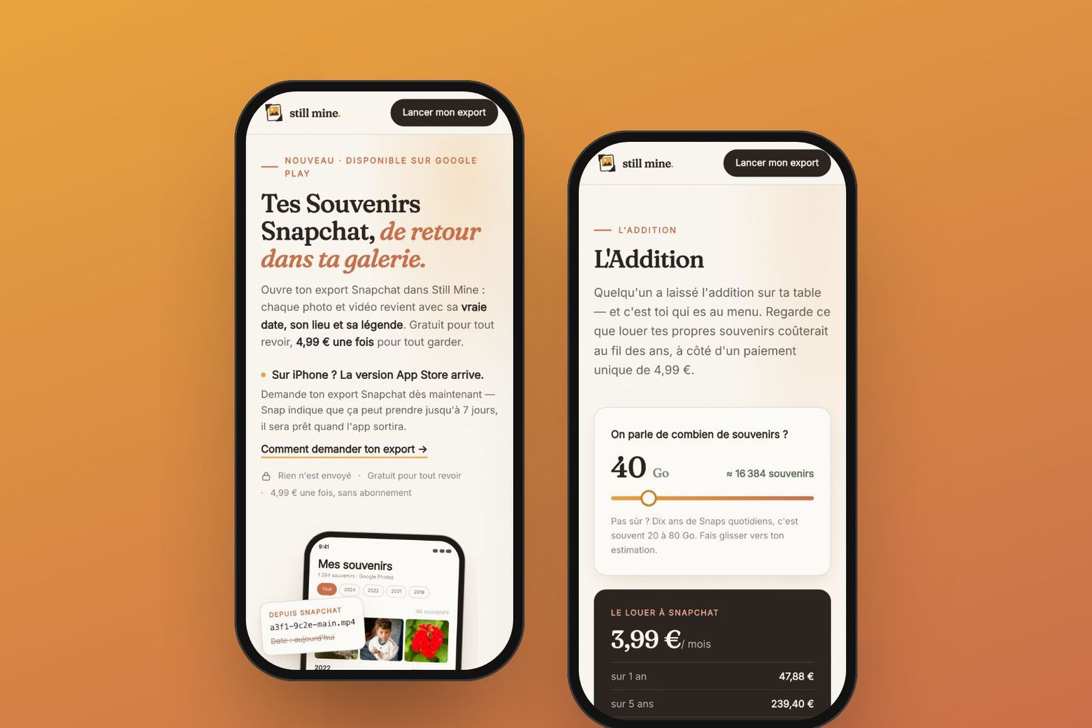 Le site d'It's Still Mine sur téléphone